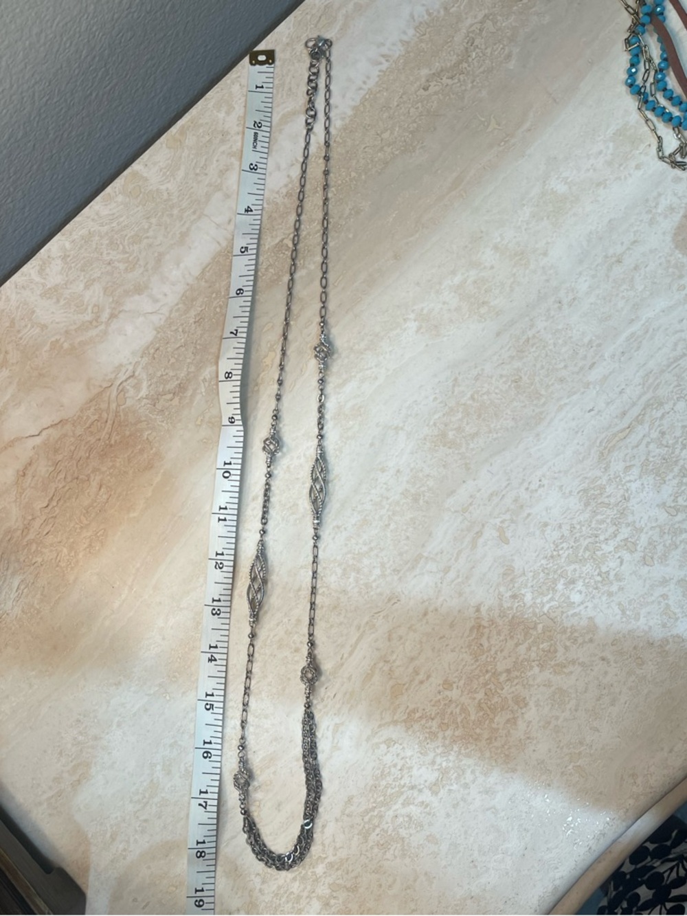 Vintage Brighton Silver Filigree Openwork Multi Strand Long Station Necklace